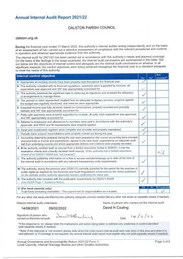 Annual internal Audit Report 2021-22