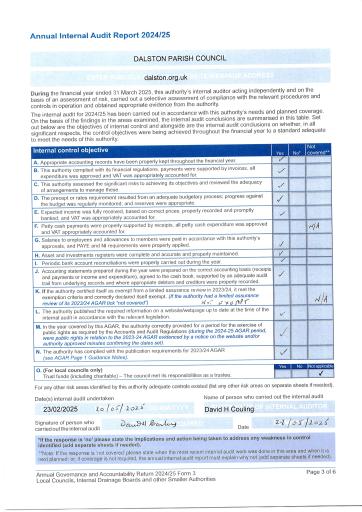 Annual Internal Audit report 2024-25