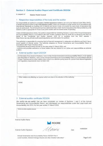 External Auditor Report and Certificate 2023 to 2024